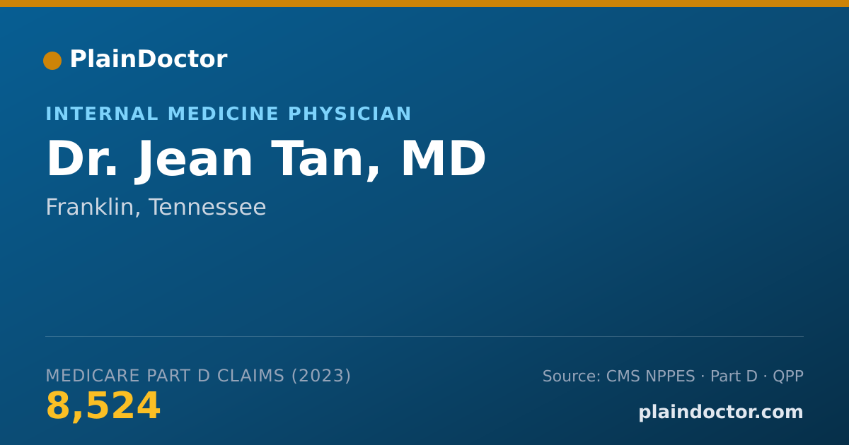 Shareable card for Jean Tan, MD - Internal Medicine Physician, Franklin, TN