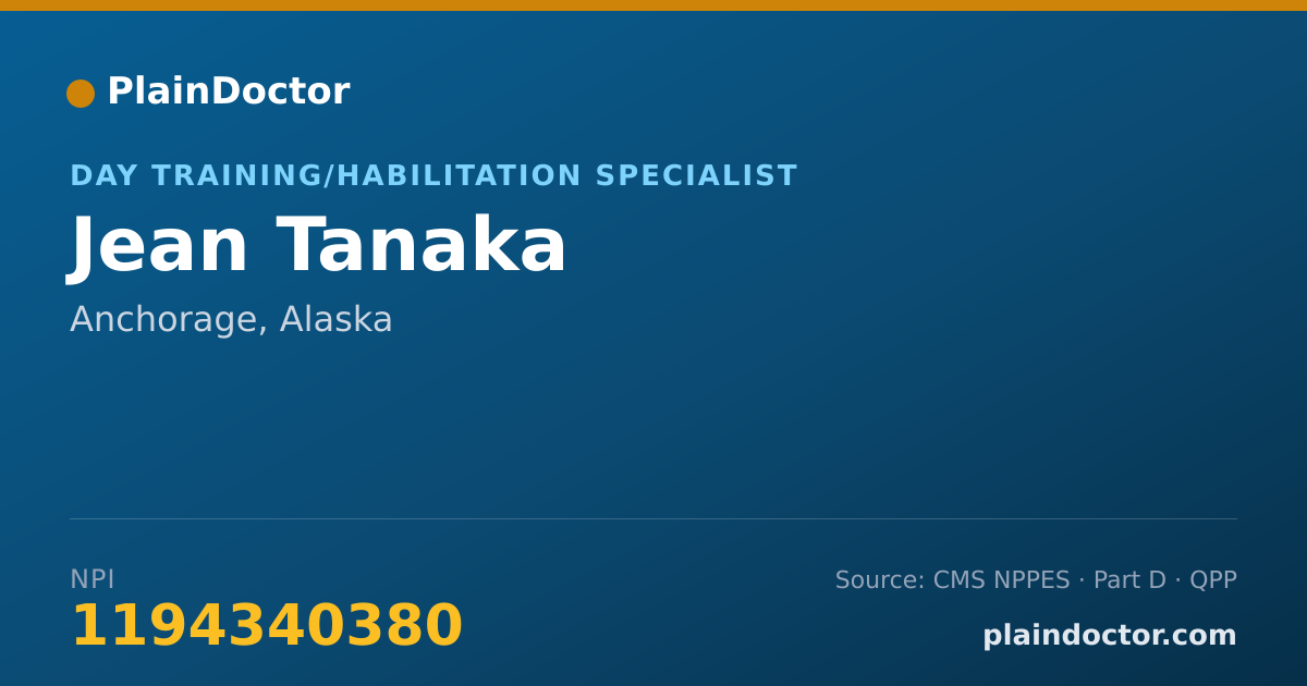 Shareable card for Jean Tanaka - Day Training/Habilitation Specialist, Anchorage, AK