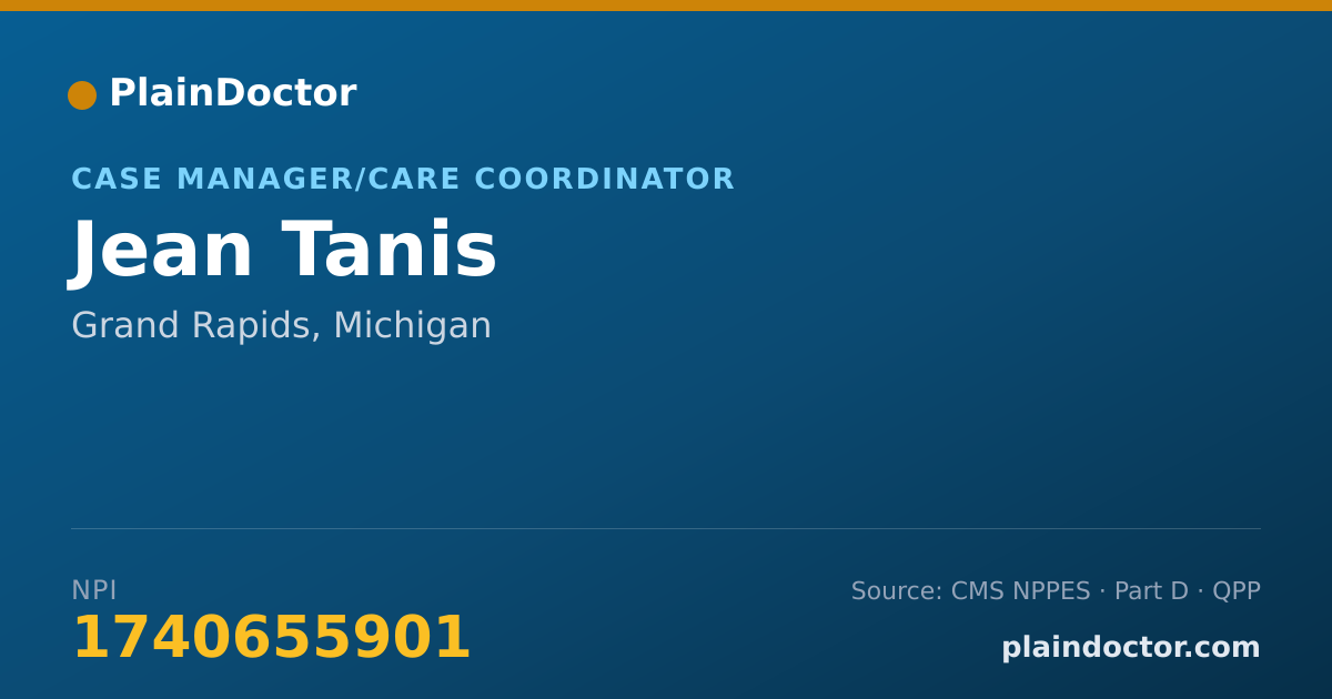 Shareable card for Jean Tanis - Case Manager/Care Coordinator, Grand Rapids, MI