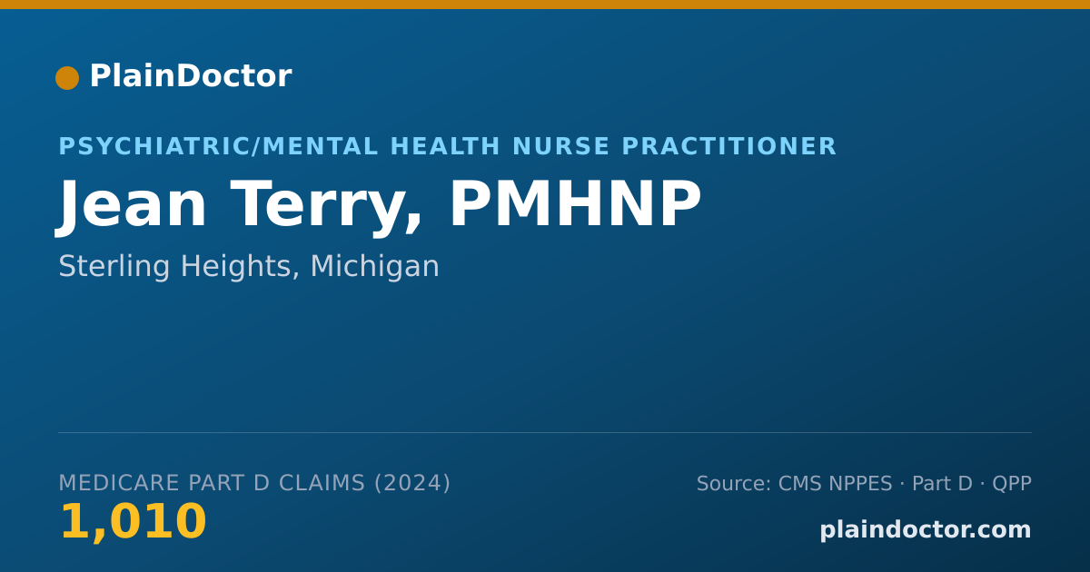 Shareable card for Jean Terry, PMHNP - Psychiatric/Mental Health Nurse Practitioner, Sterling Heights, MI