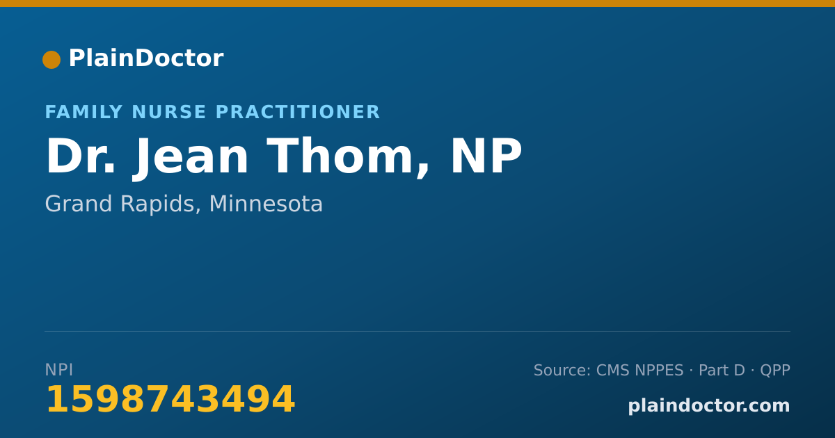 Shareable card for Jean Thom, NP - Family Nurse Practitioner, Grand Rapids, MN
