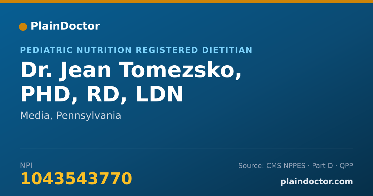 Shareable card for Jean Tomezsko, PHD, RD, LDN - Pediatric Nutrition Registered Dietitian, Media, PA