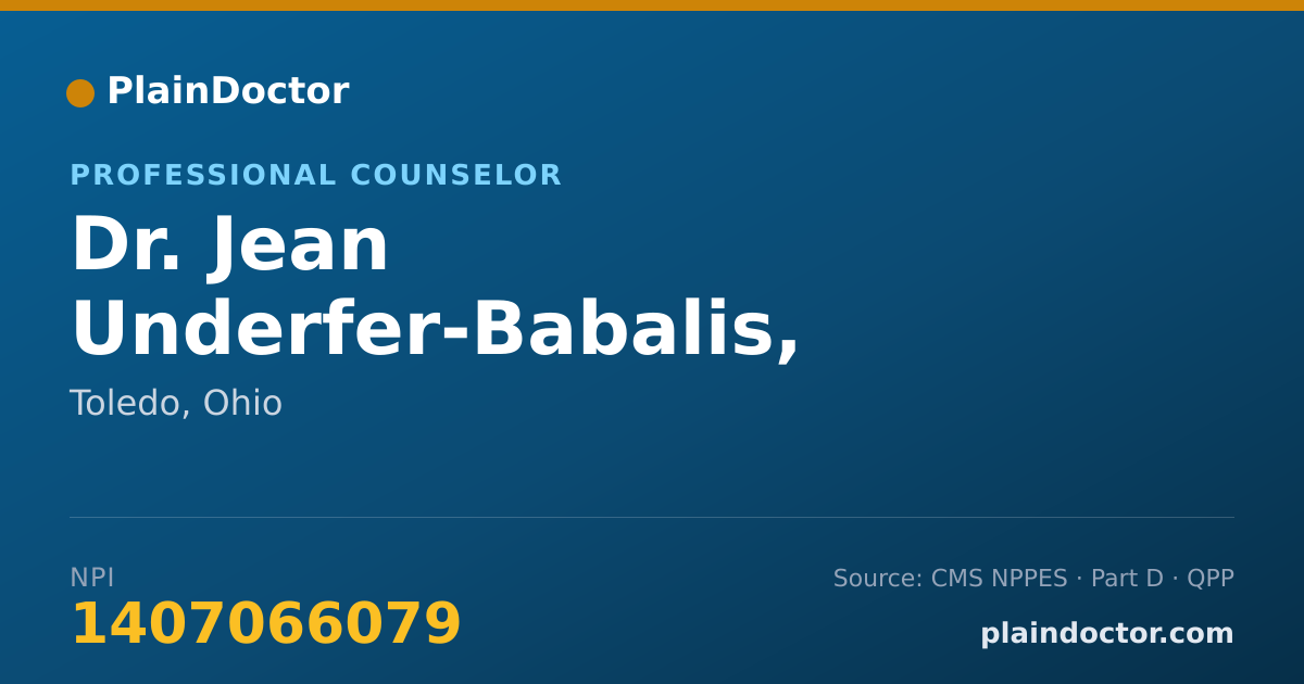Shareable card for Jean Underfer-Babalis, M.ED., PCC - Professional Counselor, Toledo, OH