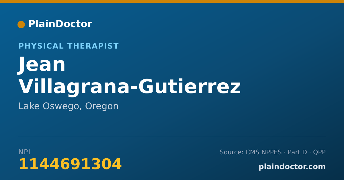 Shareable card for Jean Villagrana-Gutierrez - Physical Therapist, Lake Oswego, OR