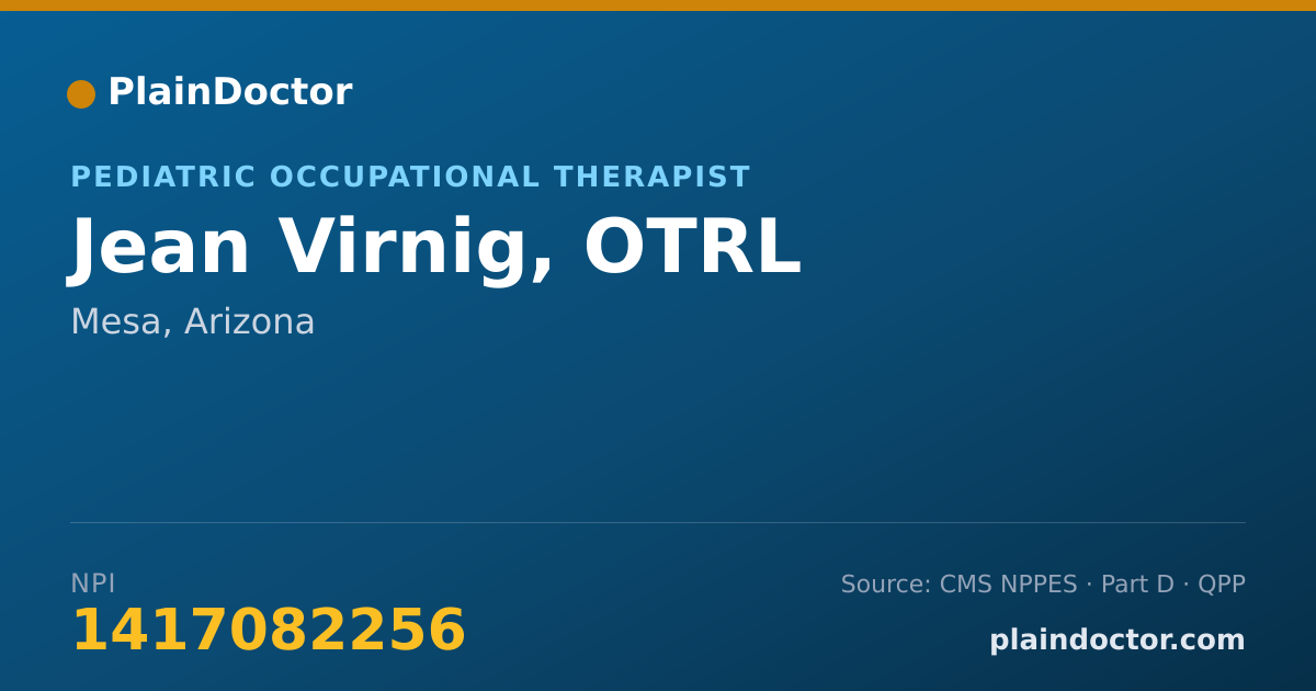 Shareable card for Jean Virnig, OTRL - Pediatric Occupational Therapist, Mesa, AZ