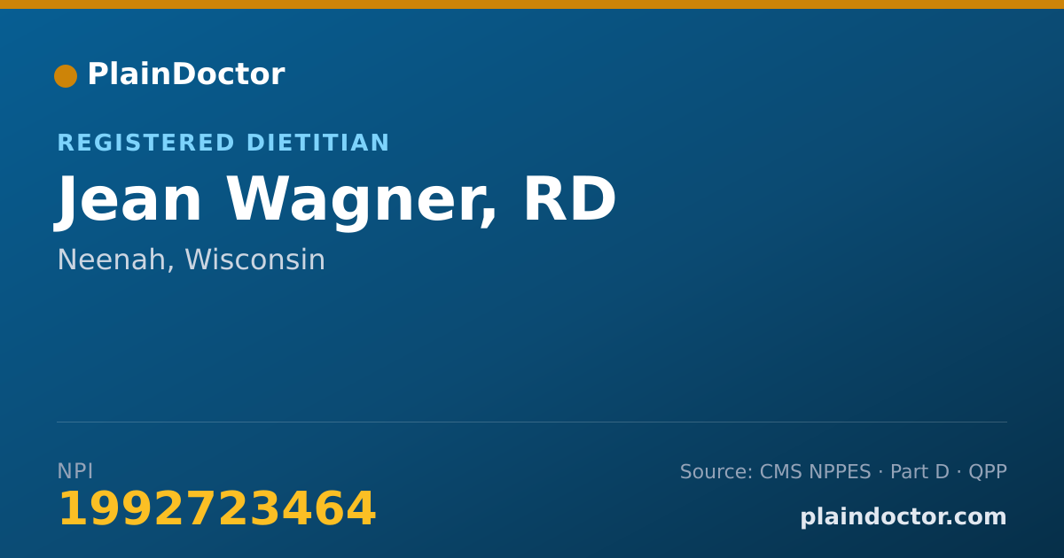 Shareable card for Jean Wagner, RD - Registered Dietitian, Neenah, WI