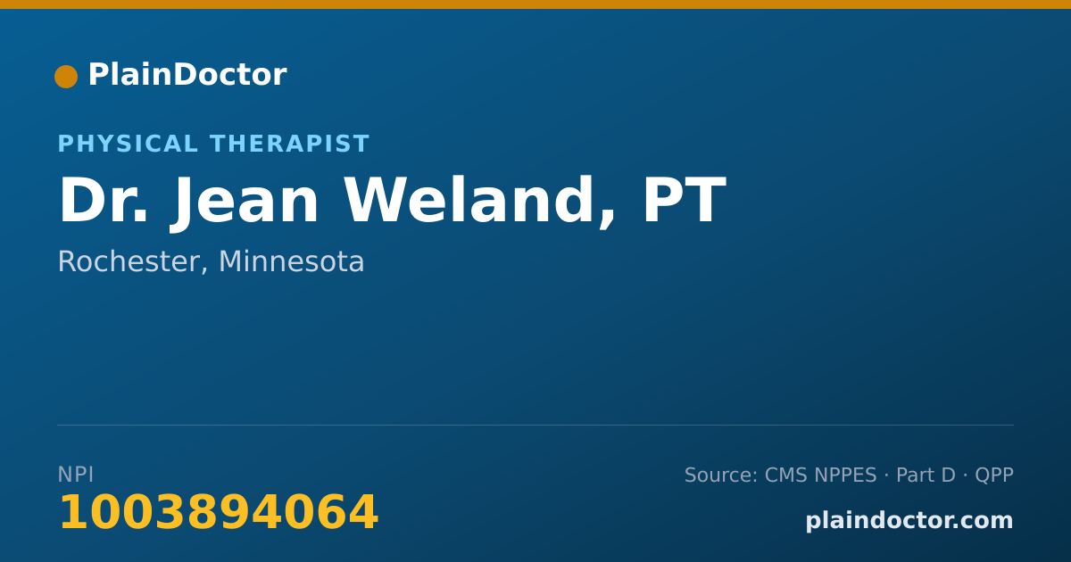 Shareable card for Jean Weland, PT - Physical Therapist, Rochester, MN