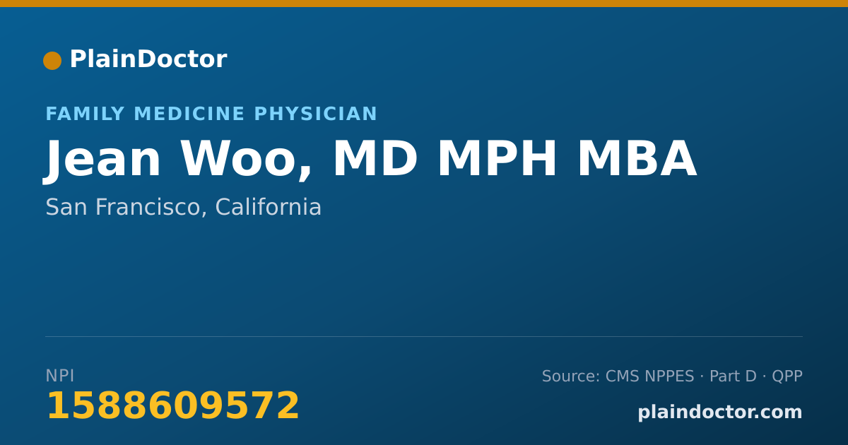Shareable card for Jean Woo, MD MPH MBA - Family Medicine Physician, San Francisco, CA