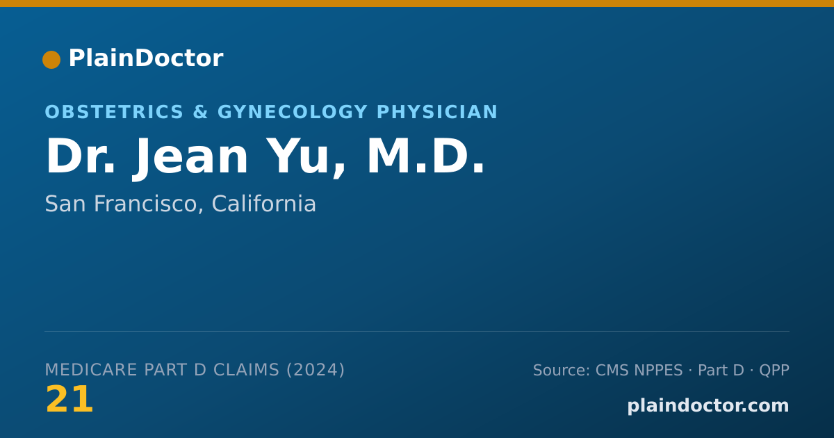 Shareable card for Jean Yu, M.D. - Obstetrics & Gynecology Physician, San Francisco, CA
