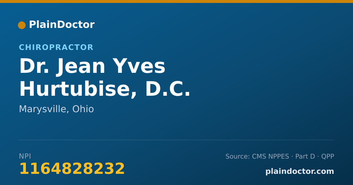 Shareable card for Jean Yves Hurtubise, D.C. - Chiropractor, Marysville, OH