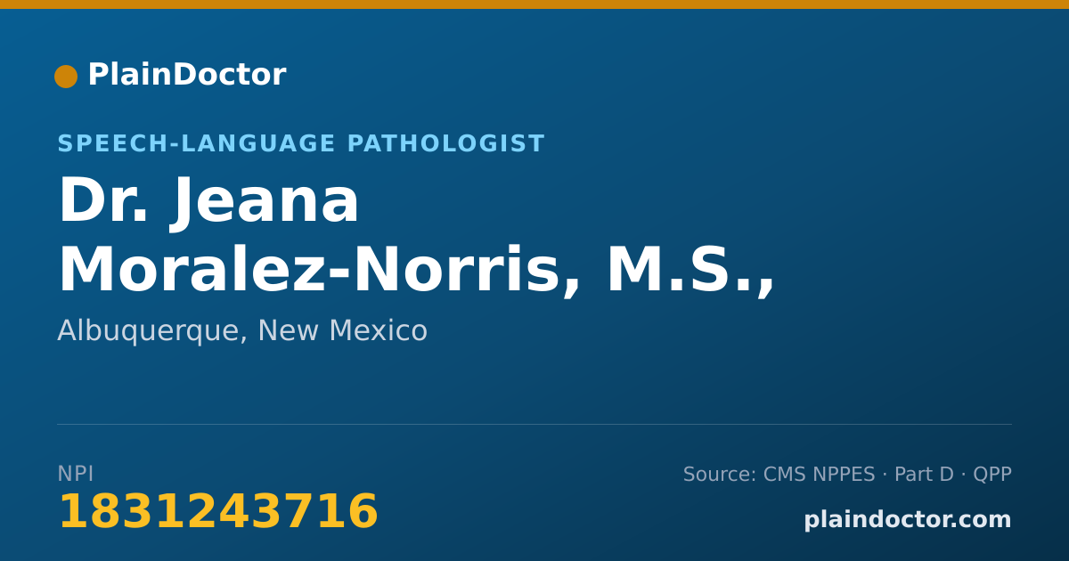 Shareable card for Jeana Moralez-Norris, M.S., CCC-SLP - Speech-Language Pathologist, Albuquerque, NM