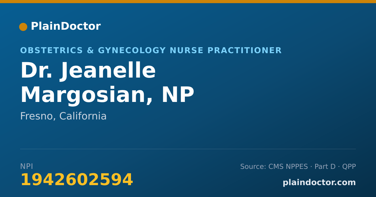 Shareable card for Jeanelle Margosian, NP - Obstetrics & Gynecology Nurse Practitioner, Fresno, CA