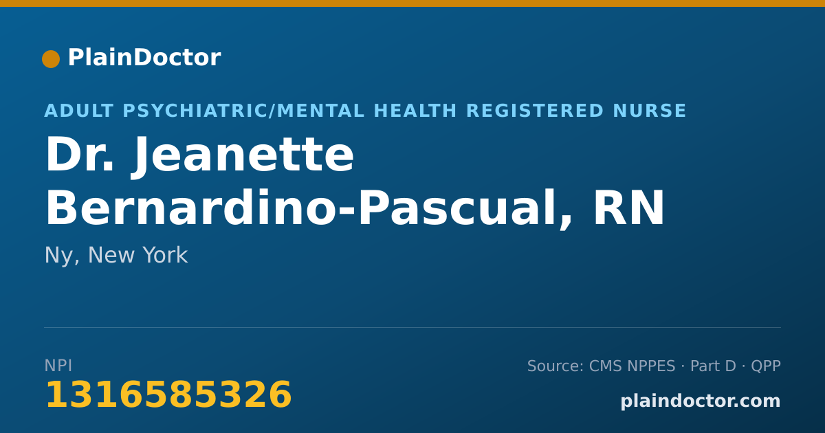 Shareable card for Jeanette Bernardino-Pascual, RN - Adult Psychiatric/Mental Health Registered Nurse, Ny, NY