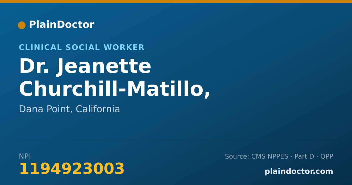 Shareable card for Jeanette Churchill-Matillo, LCSW - Clinical Social Worker, Dana Point, CA