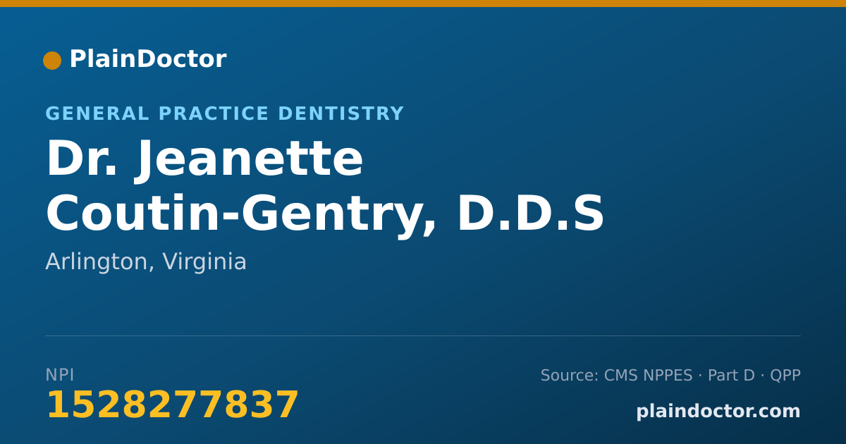 Shareable card for Jeanette Coutin-Gentry, D.D.S - General Practice Dentistry, Arlington, VA