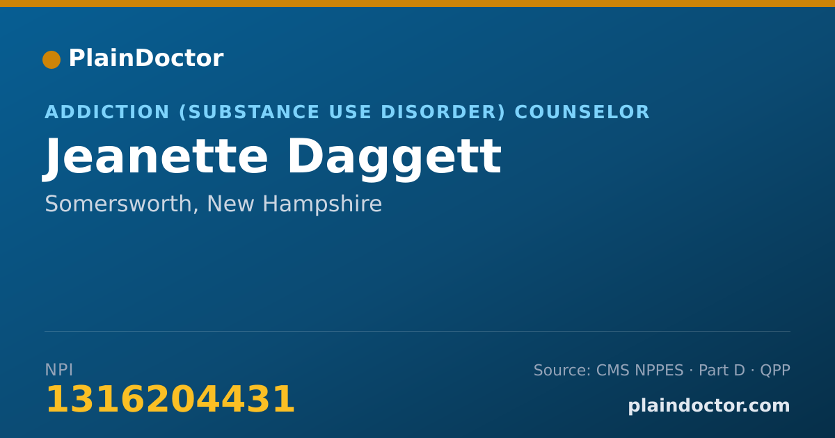 Shareable card for Jeanette Daggett - Addiction (Substance Use Disorder) Counselor, Somersworth, NH