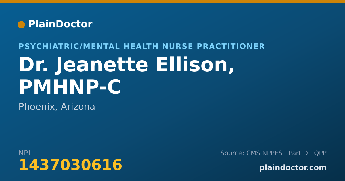Shareable card for Jeanette Ellison, PMHNP-C - Psychiatric/Mental Health Nurse Practitioner, Phoenix, AZ