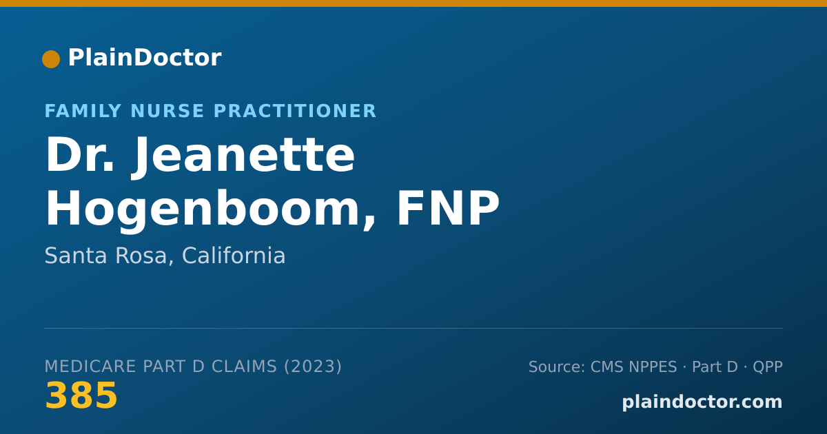 Shareable card for Jeanette Hogenboom, FNP - Family Nurse Practitioner, Santa Rosa, CA