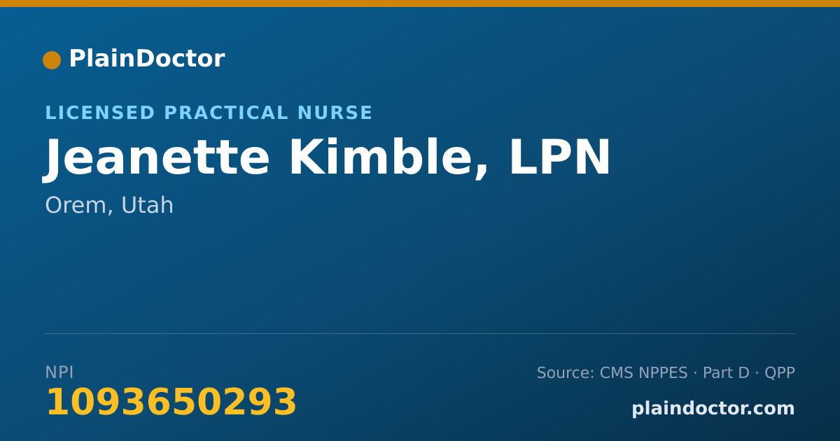 Shareable card for Jeanette Kimble, LPN - Licensed Practical Nurse, Orem, UT