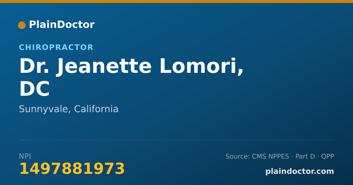 Shareable card for Jeanette Lomori, DC - Chiropractor, Sunnyvale, CA
