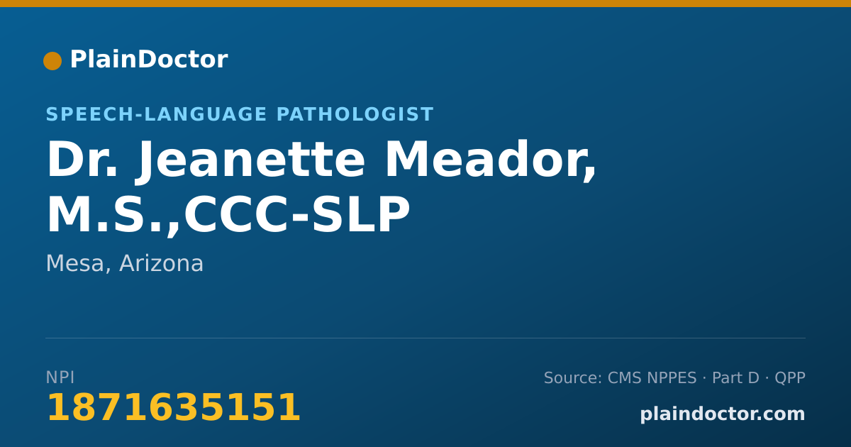 Shareable card for Jeanette Meador, M.S.,CCC-SLP - Speech-Language Pathologist, Mesa, AZ