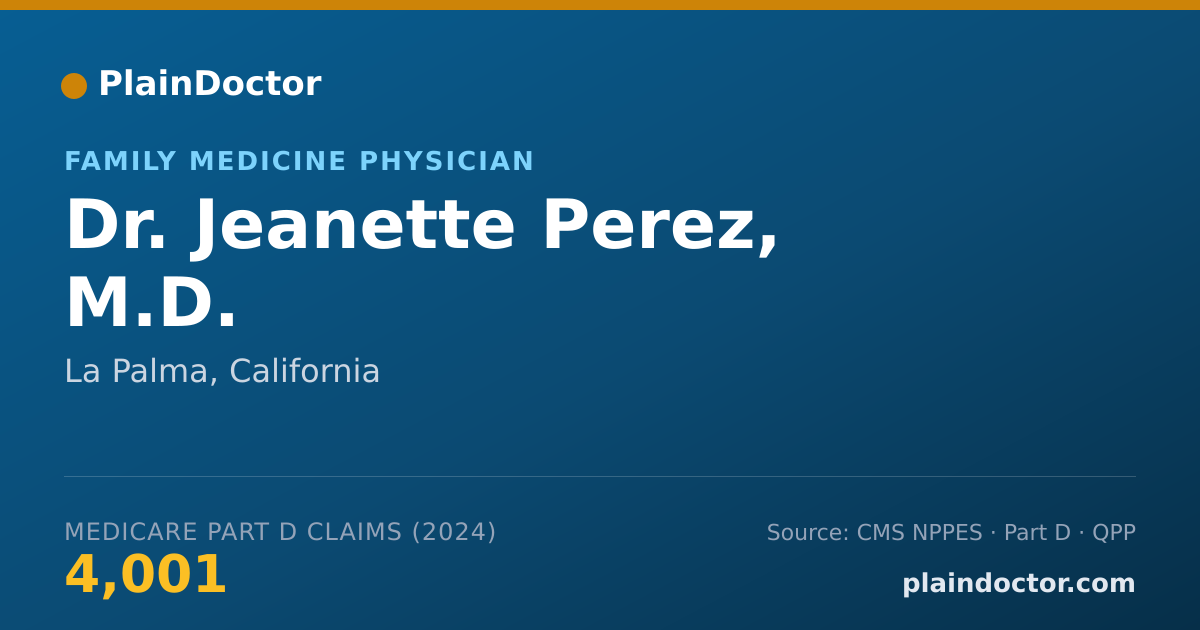 Shareable card for Jeanette Perez, M.D. - Family Medicine Physician, La Palma, CA