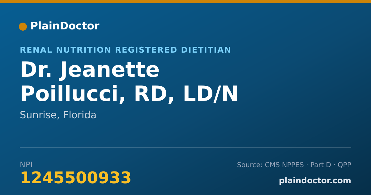 Shareable card for Jeanette Poillucci, RD, LD/N - Renal Nutrition Registered Dietitian, Sunrise, FL