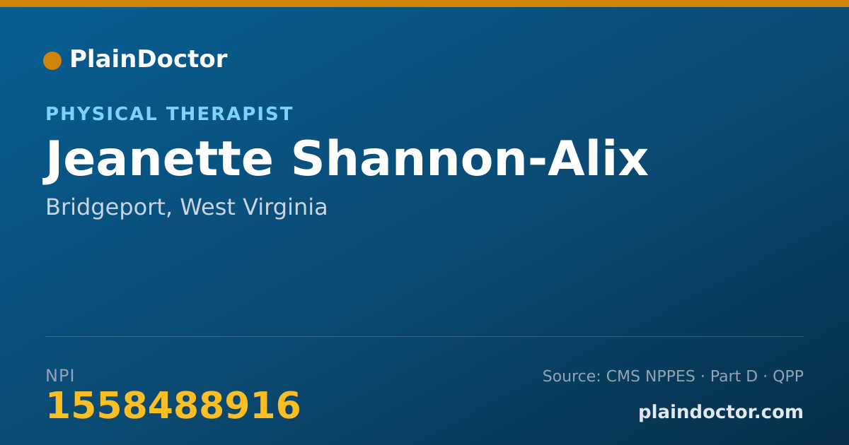 Shareable card for Jeanette Shannon-Alix - Physical Therapist, Bridgeport, WV
