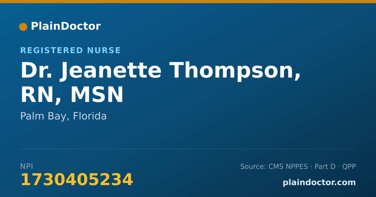 Shareable card for Jeanette Thompson, RN, MSN - Registered Nurse, Palm Bay, FL
