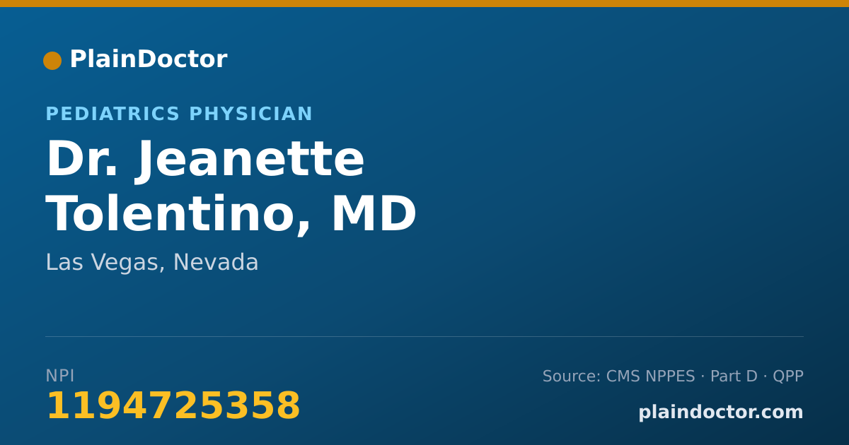 Shareable card for Jeanette Tolentino, MD - Pediatrics Physician, Las Vegas, NV