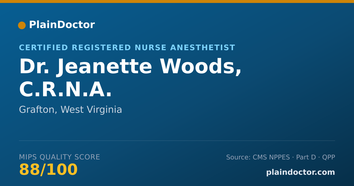 Shareable card for Jeanette Woods, C.R.N.A. - Certified Registered Nurse Anesthetist, Grafton, WV