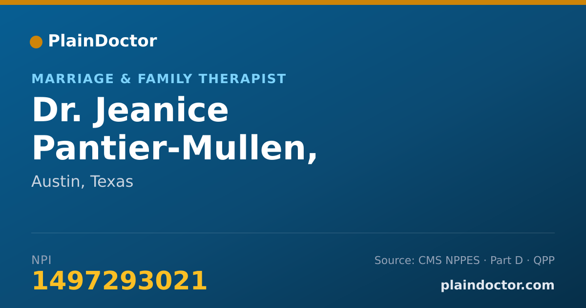 Shareable card for Jeanice Pantier-Mullen, L.M.F.T. - Marriage & Family Therapist, Austin, TX