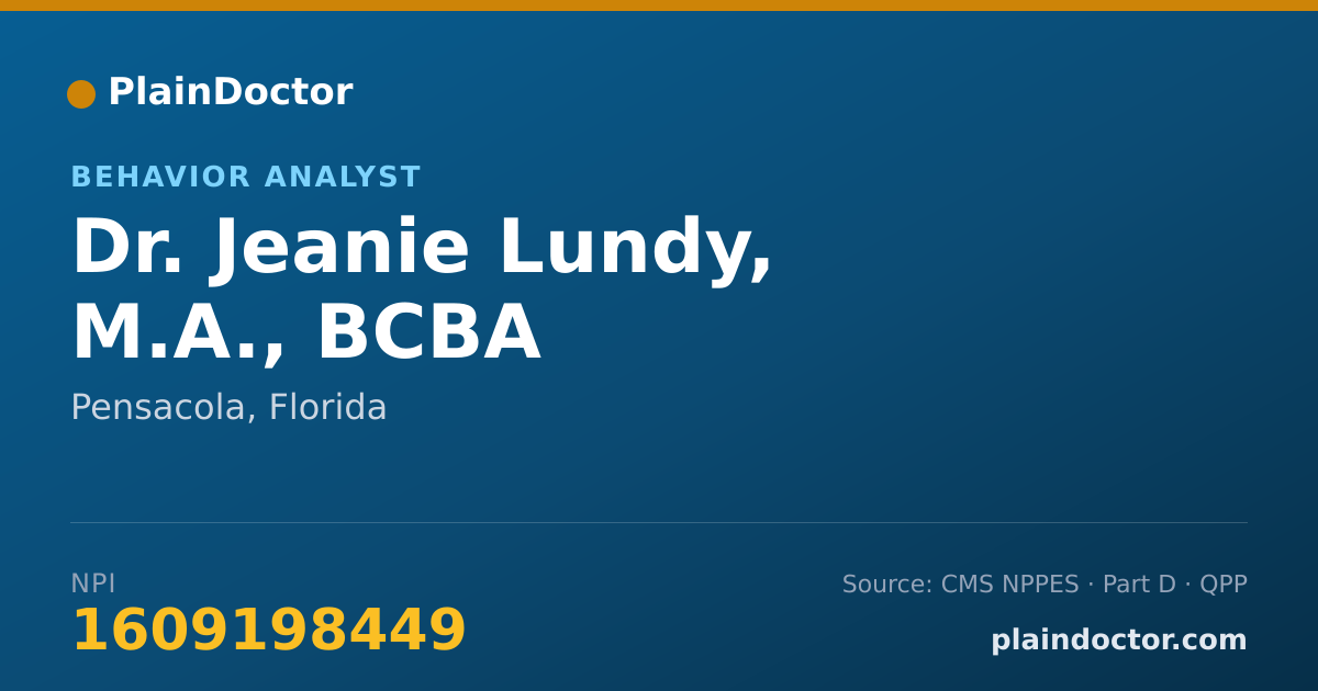 Shareable card for Jeanie Lundy, M.A., BCBA - Behavior Analyst, Pensacola, FL