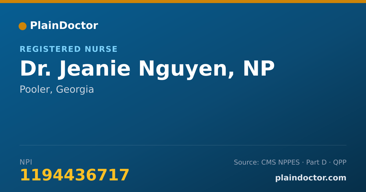 Shareable card for Jeanie Nguyen, NP - Registered Nurse, Pooler, GA