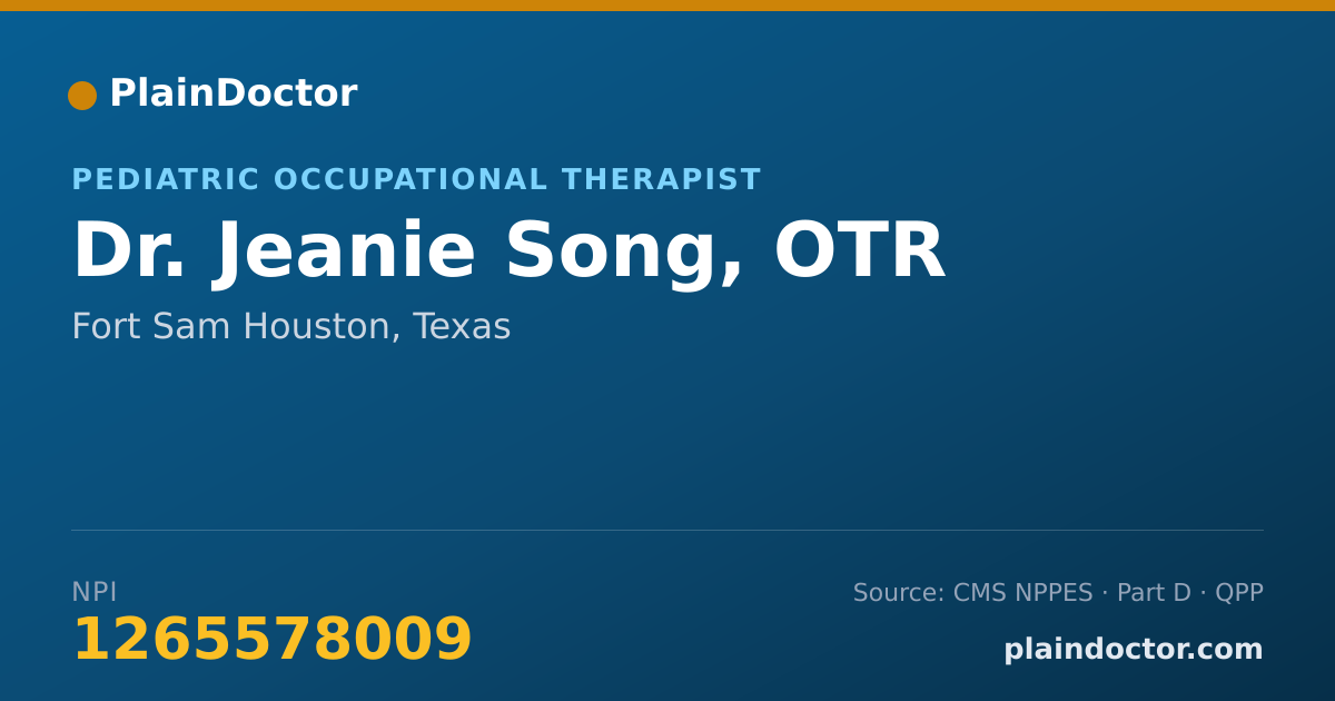 Shareable card for Jeanie Song, OTR - Pediatric Occupational Therapist, Fort Sam Houston, TX