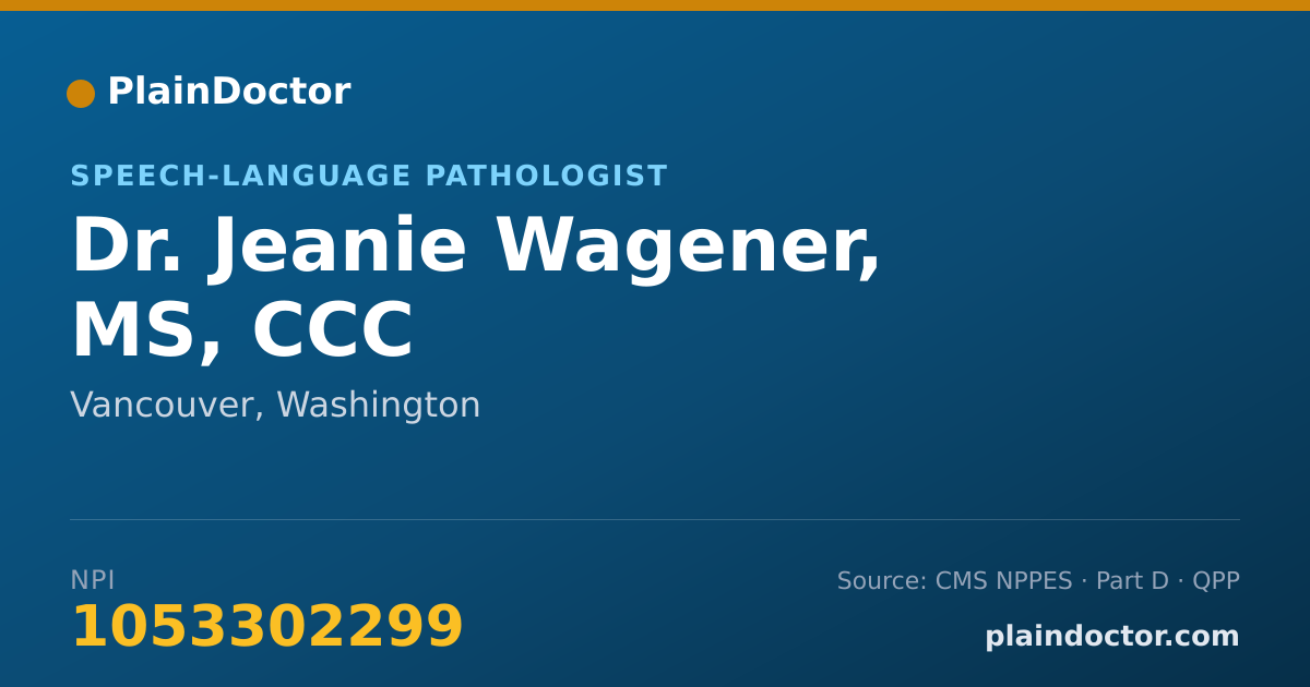 Shareable card for Jeanie Wagener, MS, CCC - Speech-Language Pathologist, Vancouver, WA