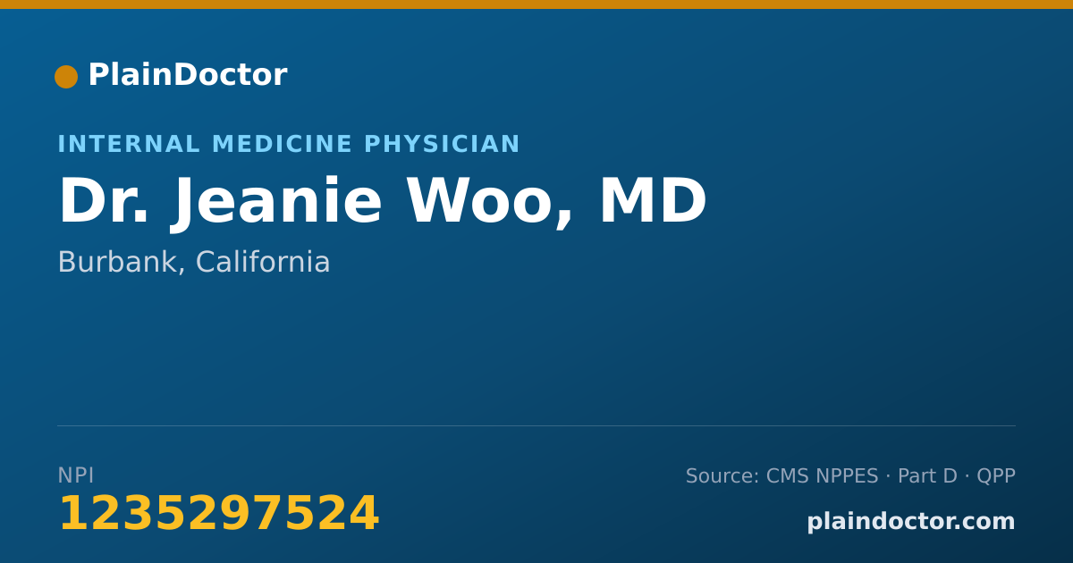 Shareable card for Jeanie Woo, MD - Internal Medicine Physician, Burbank, CA