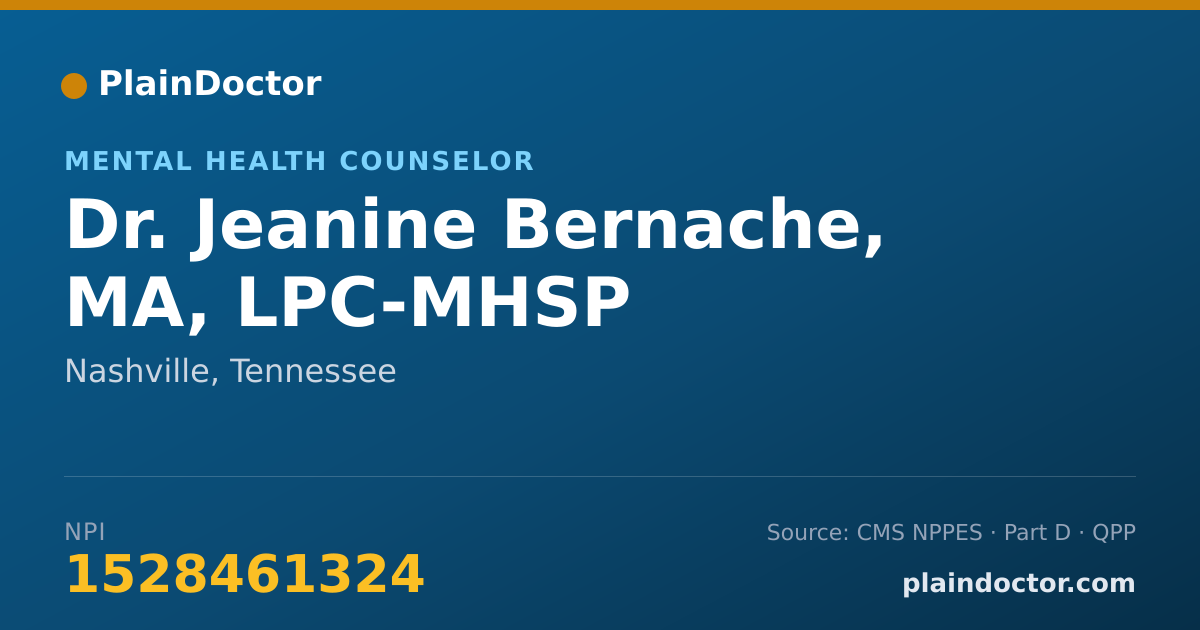 Shareable card for Jeanine Bernache, MA, LPC-MHSP - Mental Health Counselor, Nashville, TN