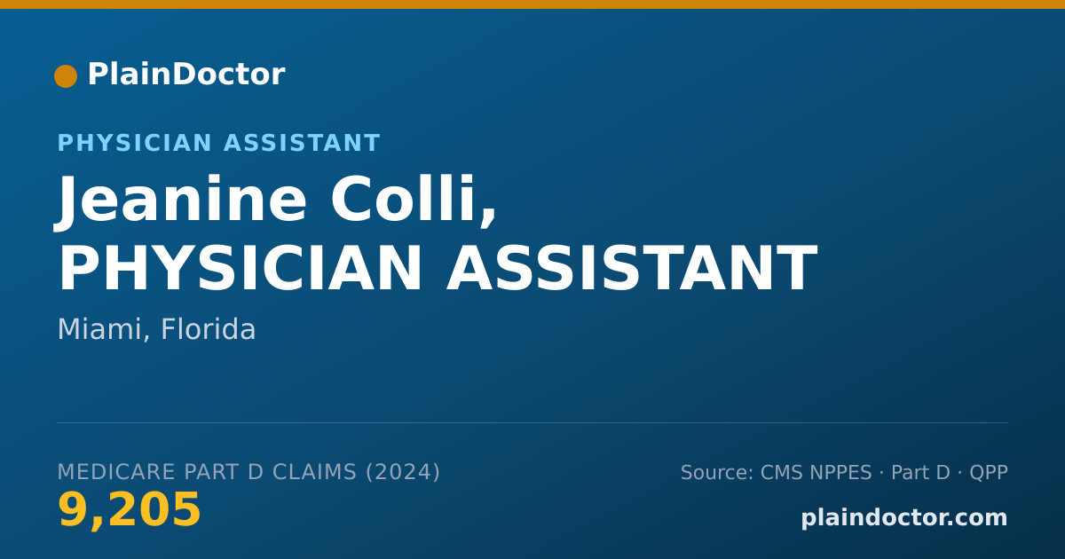 Shareable card for Jeanine Colli, PHYSICIAN ASSISTANT - Physician Assistant, Miami, FL