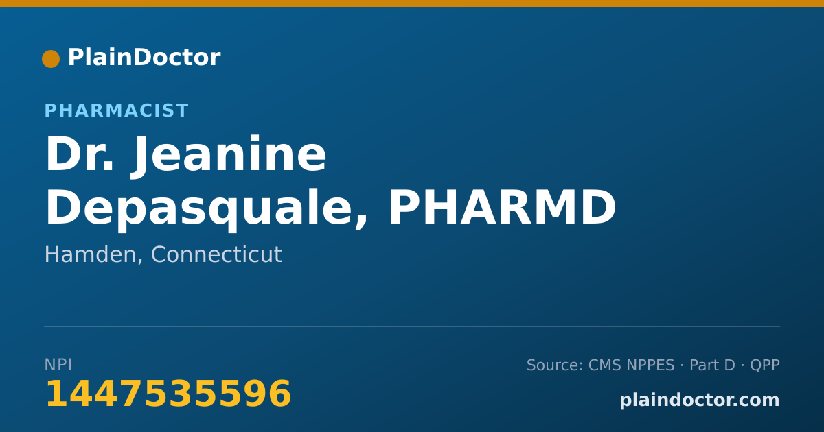Shareable card for Jeanine Depasquale, PHARMD - Pharmacist, Hamden, CT