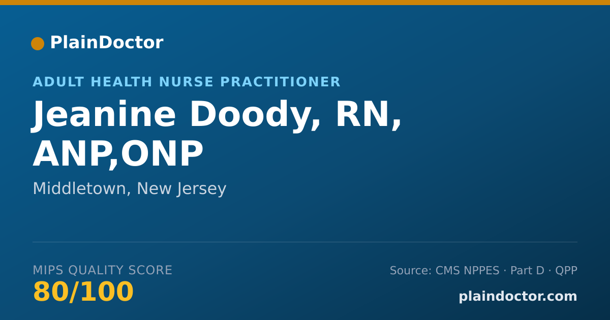 Shareable card for Jeanine Doody, RN, ANP,ONP - Adult Health Nurse Practitioner, Middletown, NJ