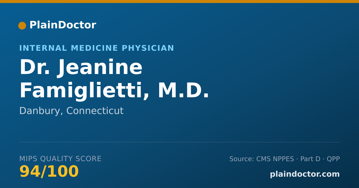 Shareable card for Jeanine Famiglietti, M.D. - Internal Medicine Physician, Danbury, CT