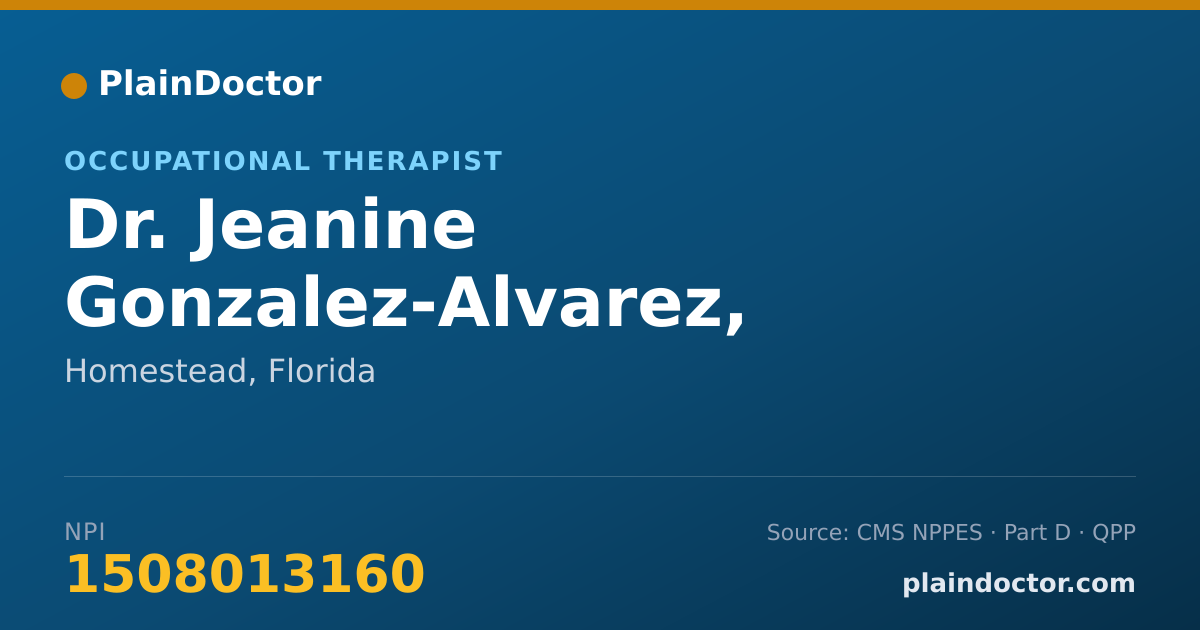 Shareable card for Jeanine Gonzalez-Alvarez, OTR/L - Occupational Therapist, Homestead, FL