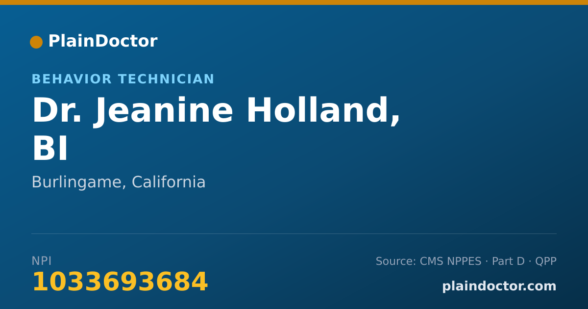 Shareable card for Jeanine Holland, BI - Behavior Technician, Burlingame, CA