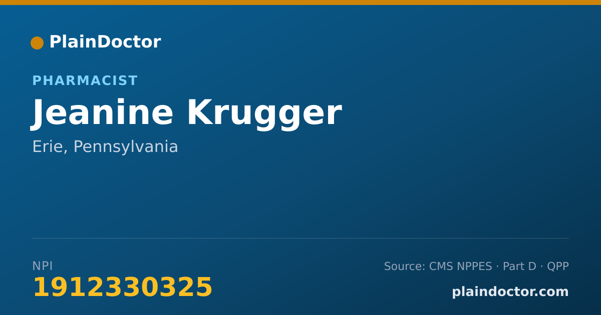 Shareable card for Jeanine Krugger - Pharmacist, Erie, PA