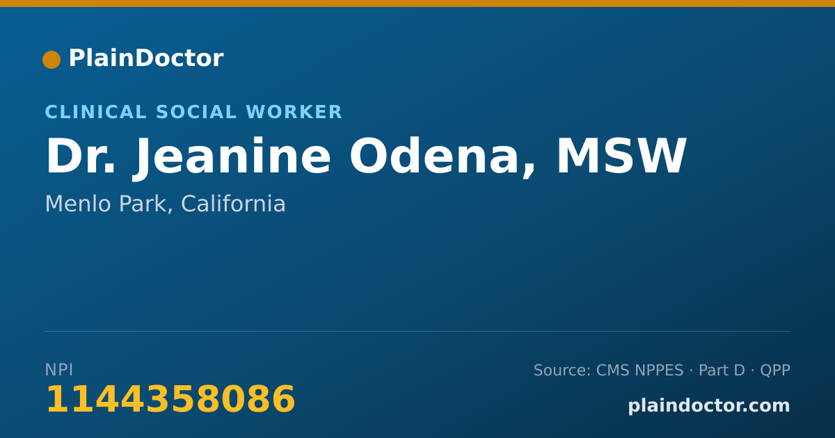 Shareable card for Jeanine Odena, MSW - Clinical Social Worker, Menlo Park, CA