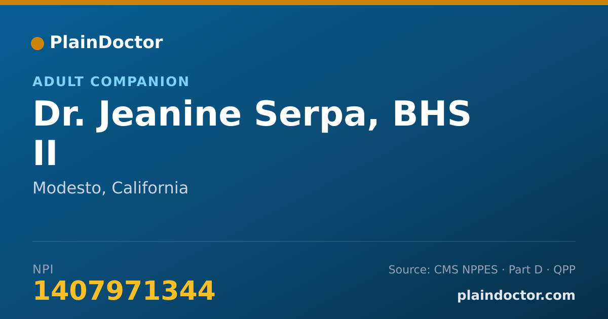 Shareable card for Jeanine Serpa, BHS II - Adult Companion, Modesto, CA