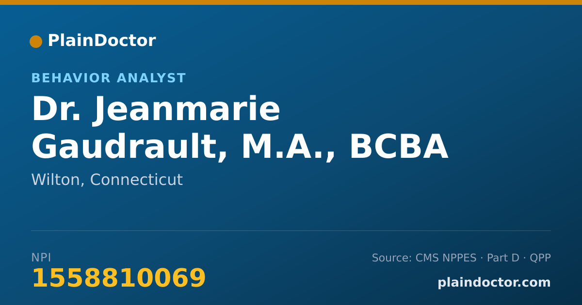 Shareable card for Jeanmarie Gaudrault, M.A., BCBA - Behavior Analyst, Wilton, CT