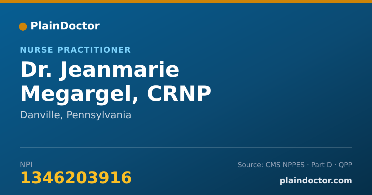 Shareable card for Jeanmarie Megargel, CRNP - Nurse Practitioner, Danville, PA