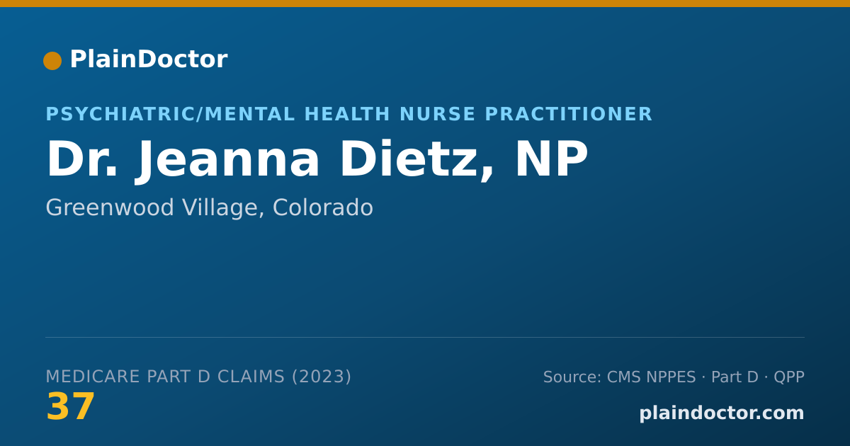 Shareable card for Jeanna Dietz, NP - Psychiatric/Mental Health Nurse Practitioner, Greenwood Village, CO